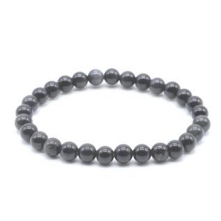 Pulsera 6mm Obsidiana Negra Dorada